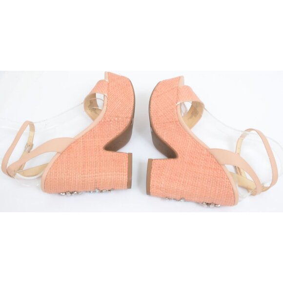Jessica Simpson Cressia Raffia Rhinestone Flowers Platform Sandals Size 8.5 - Picture 7 of 12